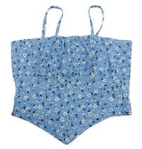 Modrý květovaný crop top New Look