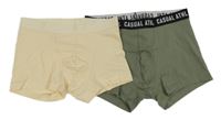 2x boxerky - Světležluté + khaki-černé s nápisem H&M