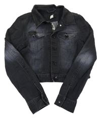 Černá riflová crop bunda H&M