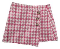 Růžovo-bílá vzorovaná sukně s knoflíky Matalan