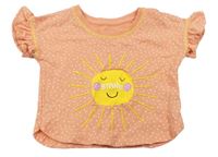 Oranžové puntíkaté oversize tričko se sluncem Matalan
