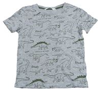 Šedo-khaki tričko s dinosaury H&M