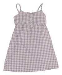 Lila-bílé kostičkované krepové šaty Primark
