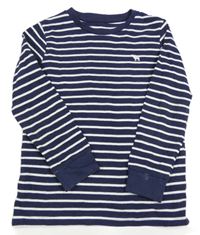 Tmavomodro-bílé pruhované triko s výšivkou Dunnes Stores