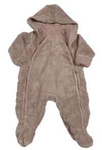 Starorůžová chlupatá podšitá kombinéza s kapucí Mamas&Papas