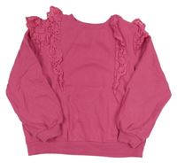 Růžová mikina s madeirovými volánky H&M