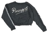 Nové - Tmavošedá crop mikina s logem Pineapple