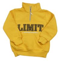 Nové - Žlutá mikina s nápisem a stojáčkem 