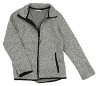 Šedá melírovaná pletená propínací thermo mikina zn. H&M