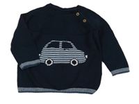 Tmavomodrý svetr s autem Nutmeg