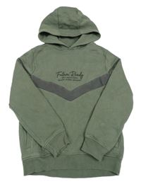 Khaki mikina s nápisem a kapucí Nutmeg