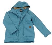 Modrá šusťáková zateplená bunda s kapucí animal