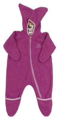 Růžová funkční fleecová kombinéza s kapucí Hummel