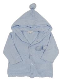 Světlemodrý propínací lehký svetr s kapucí 