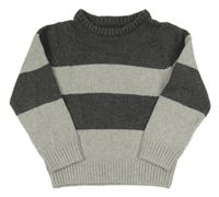 Šedo-tmavošedý pruhovaný svetr C&A