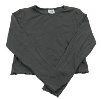 Tmavošedé žebrované crop triko Y.F.K.