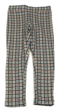 Béžovo-tmavomodré kostkované úpletové tregíny C&A