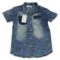 Nové - tmavomodrá melírovaná košile riflového vzhledu minoti