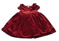 Rubínové sametové šaty s límečkem H&M