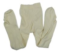 Smetanové žebrované punčocháče 