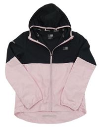 Černo-růžová sportovní funkční bunda s logem a kapucí Karrimor
