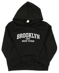 Černá sportovní mikina s nápisem a kapucí shein