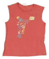 Korálové tričko s nápisem Blue seven