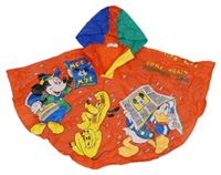 Červeno-barevné pláštěnkové pončo s Mickeym a kamarády a kapucí 