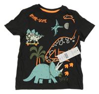 Nové - tmavošedé tričko s dinosaury F&F