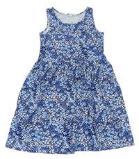 Tmavomodré květované šaty H&M