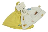 2x bavlněná čepice - žlutá + bílá se zvířaty Leigh Tucker