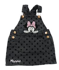 Antracitové puntíkaté riflové laclové šaty s Minnie Primark