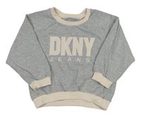 Šedá melírovaná crop mikina s logem DKNY