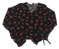 Černá květovaná crop halenka Helly Hansen
