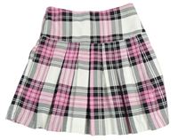 Bílo-černo-růžová kostkovaná skládaná sukně Primark