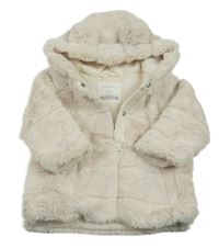 Smetanový kožešinový podšitý kabátek s kapucí zn. Primark