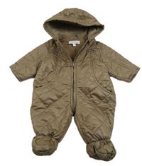 Hnědá šusťáková prošívaná zimní kombinéza s kapucí Staccato