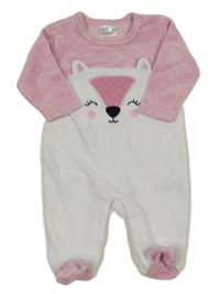 Růžovo-bílý sametový overal s čumákem 