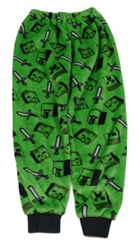 Zeleno-černé plyšové pyžamové kalhoty - Minecraft Matalan