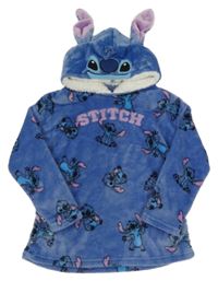 Modrá plyšová oversize mikina s kapucí - Stitch Disney