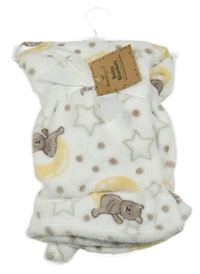 Nové - Bílo-béžová plyšová deka s medvídky 