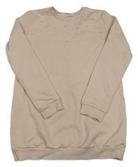 Světlerůžová šatová mikina s perlami a kapucí H&M