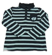 Světlemodro-černé pruhované polo triko s číslem Topolino