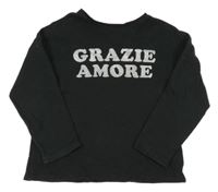 Tmavošedé triko s nápisem Zara