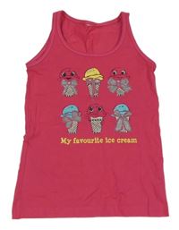 Fuchsiový top se zmrzlinami 