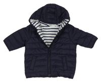 Tmavomodrá šusťáková lehce zateplená bunda s kapucí Next