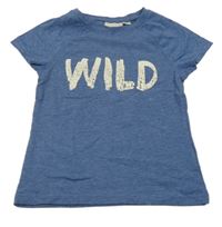 Modré tričko s nápisem Alive