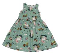 Zelené šaty s králíčky a jednorožci H&M