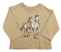 Béžové triko s koníky H&M