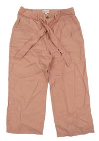 Růžové lehké culottes kalhoty s páskem Only 